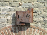 SX28267 Rusted metal emergency exit sign La Cite, Carcassone.jpg